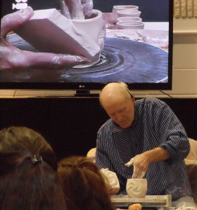 Jack Troy textures a teabowl